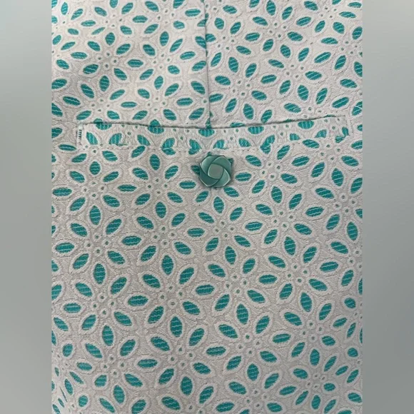 EP Pro Teal and White Floral Eyelet Marseille Pants Size 10 - Picture 13 of 13